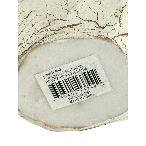 Vintage Tender Hearts Angel Figurine with Bluebird, Wire Wings, Crackle Finish - Picture 2 of 16